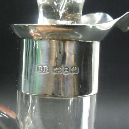 A Silver Mounted Crystal Glass Jug Intaglio Engraved 'whisky', Birmingham 1899
