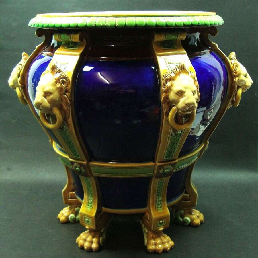 Large minton majolica jardiniere, English c.1880