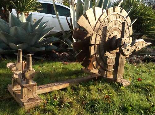 An oak Charka (yarn winder) India early 20th century