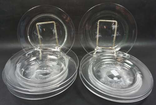 A set of eight crsytal glass desert plates cut with a 'St. Louis' star c.1880