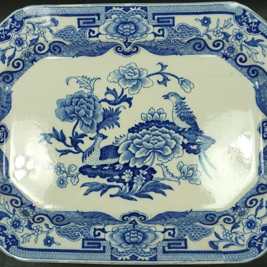 A large blue printed Mason's Ironstone platter c.1830-60