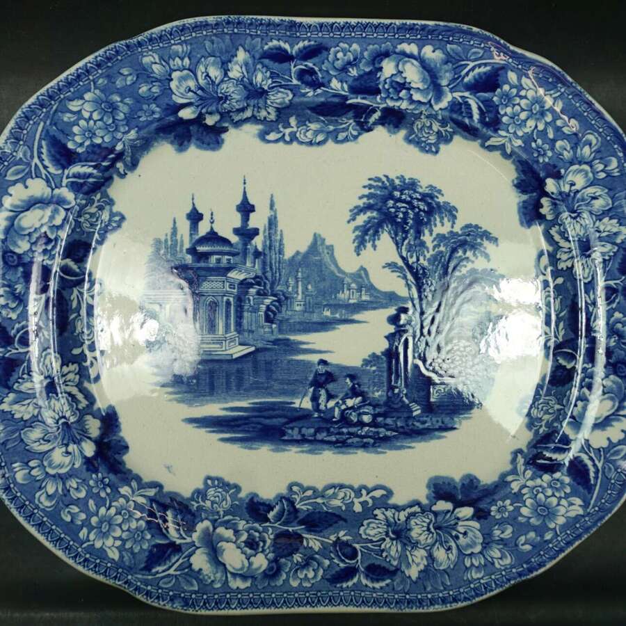 A blue printed platter .Bosphorus' J. Marshall, English c.1855