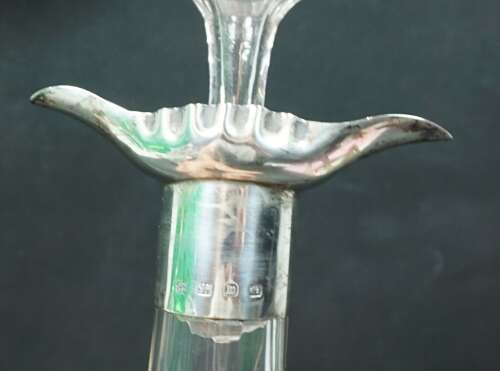 A James Powell optically blown decanter with silver mount. London 1896