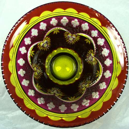 A rare 'taille Canadienne' Val ST Lambert four colour bowl c.1925