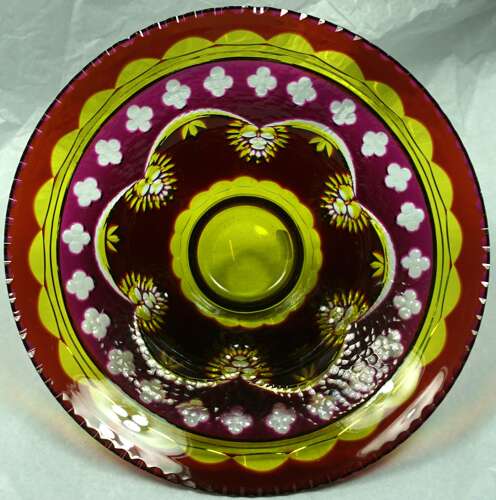 A rare 'taille Canadienne' Val ST Lambert four colour bowl c.1925